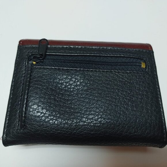 Design Collection Women Black Burgundy Leather Wallet Snap closure, Gift for Her - Picture 8 of 11
